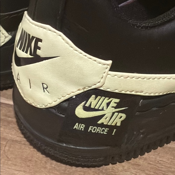 Nike Air Force 1 Jester Black Pale Yellow Green Swoosh Platform Sneakers Size 7 - Picture 8 of 9